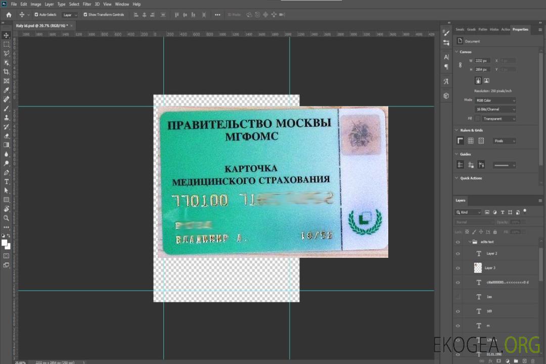 Carte d'assurance maladie du gouvernement russe de Moscou template